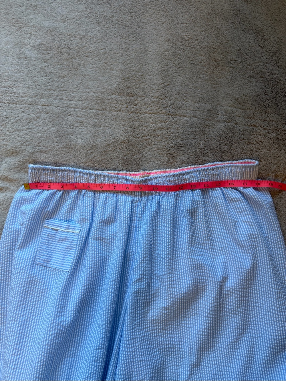 Intimately Free People Seersucker Stripe Bloomers Pants L Blue Ruffle Hem - Picture 7 of 7